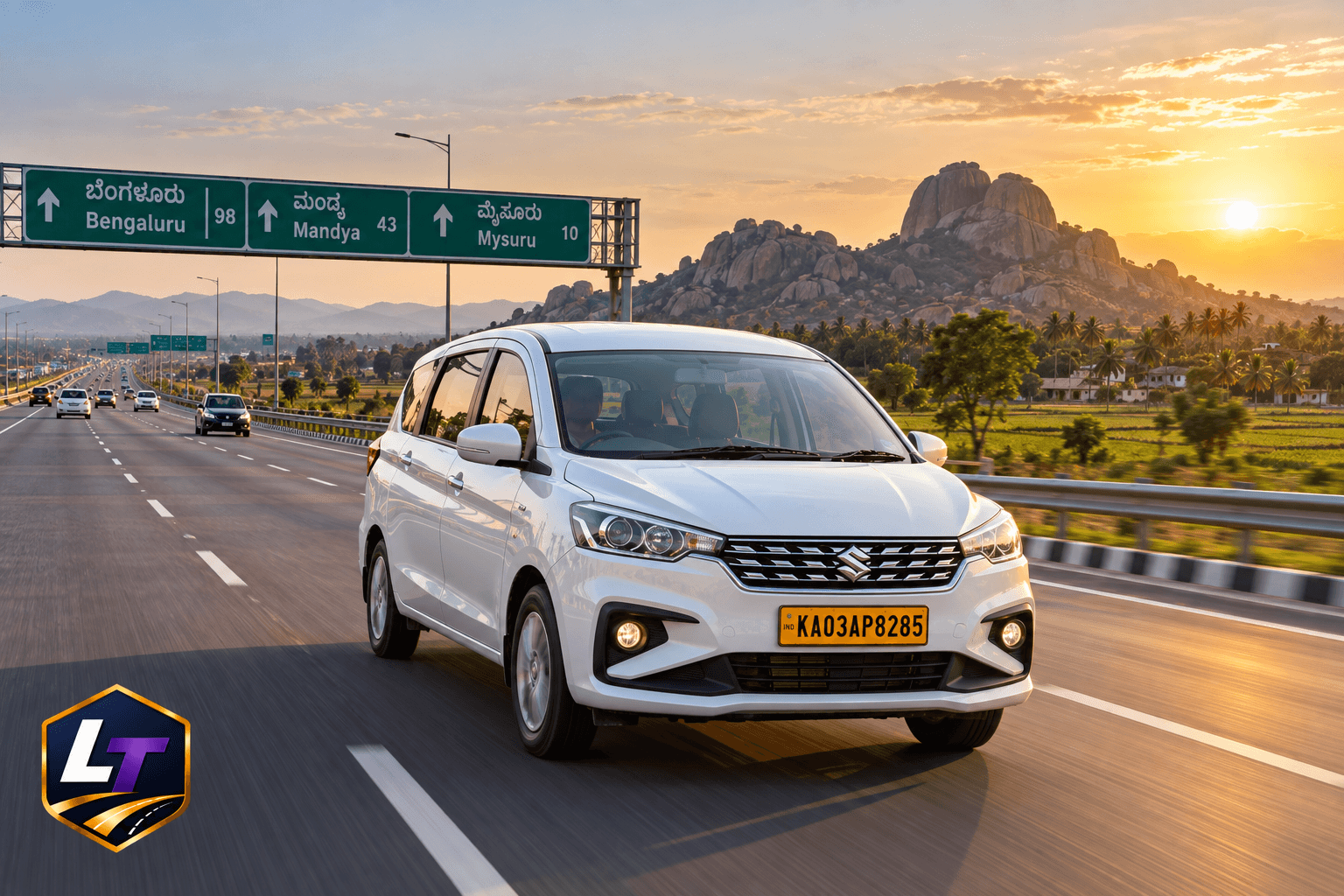 White Ertiga KA03AP8285 Returning on Bangalore Mysore Expressway